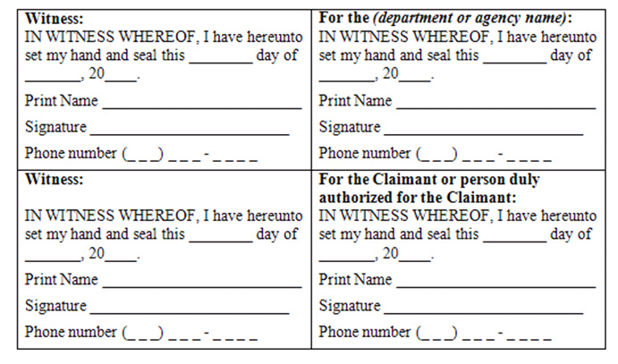 Appendix D – Statement of Release (example)