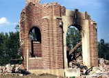 picture showing the remains of the entrance section of the Edmonton Indian residential school.