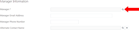 screen capture of the Manager Information section
