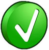 A green circle with a white checkmark inside