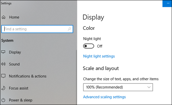 settings window