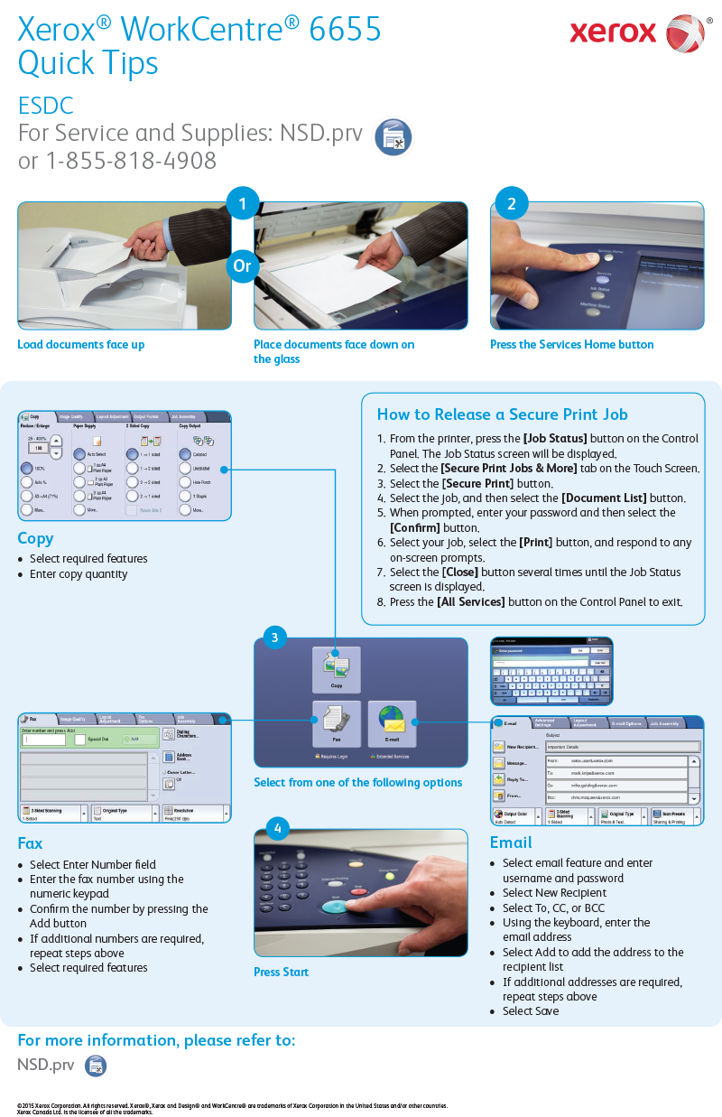 Xerox® WorkCentre® 6655 Quick Tips. long description below