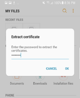 extract certificate enter password