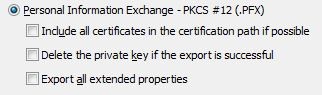 entrust personal information exchange settings