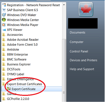 export entrust certificate