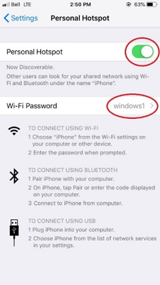 mobile hotspot status