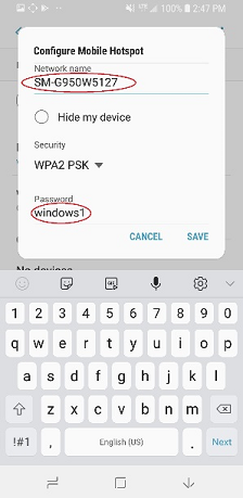 type in password and save