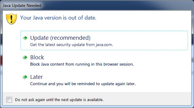 Java Update Needed