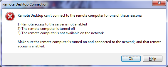 Remote Desktop Connection - Remote Desktop can't connect