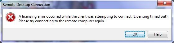 Remote Desktop Connection - licenseing error