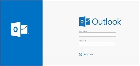 Outlook 2016 sign-in page