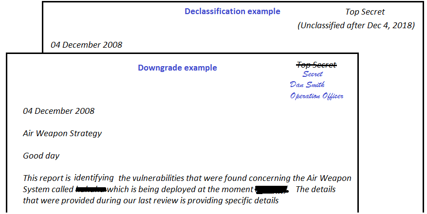 Downgrading and Declassification example.  long description