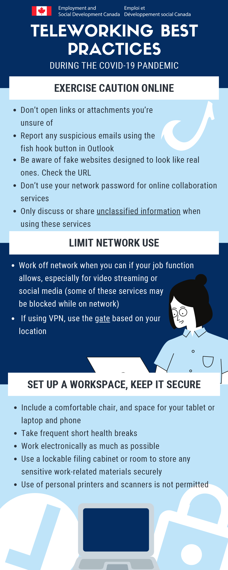 Teleworking Best Practices During The Covid-19 Pandemic. Long description below