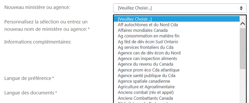 nouveau nom de ministère ou agence