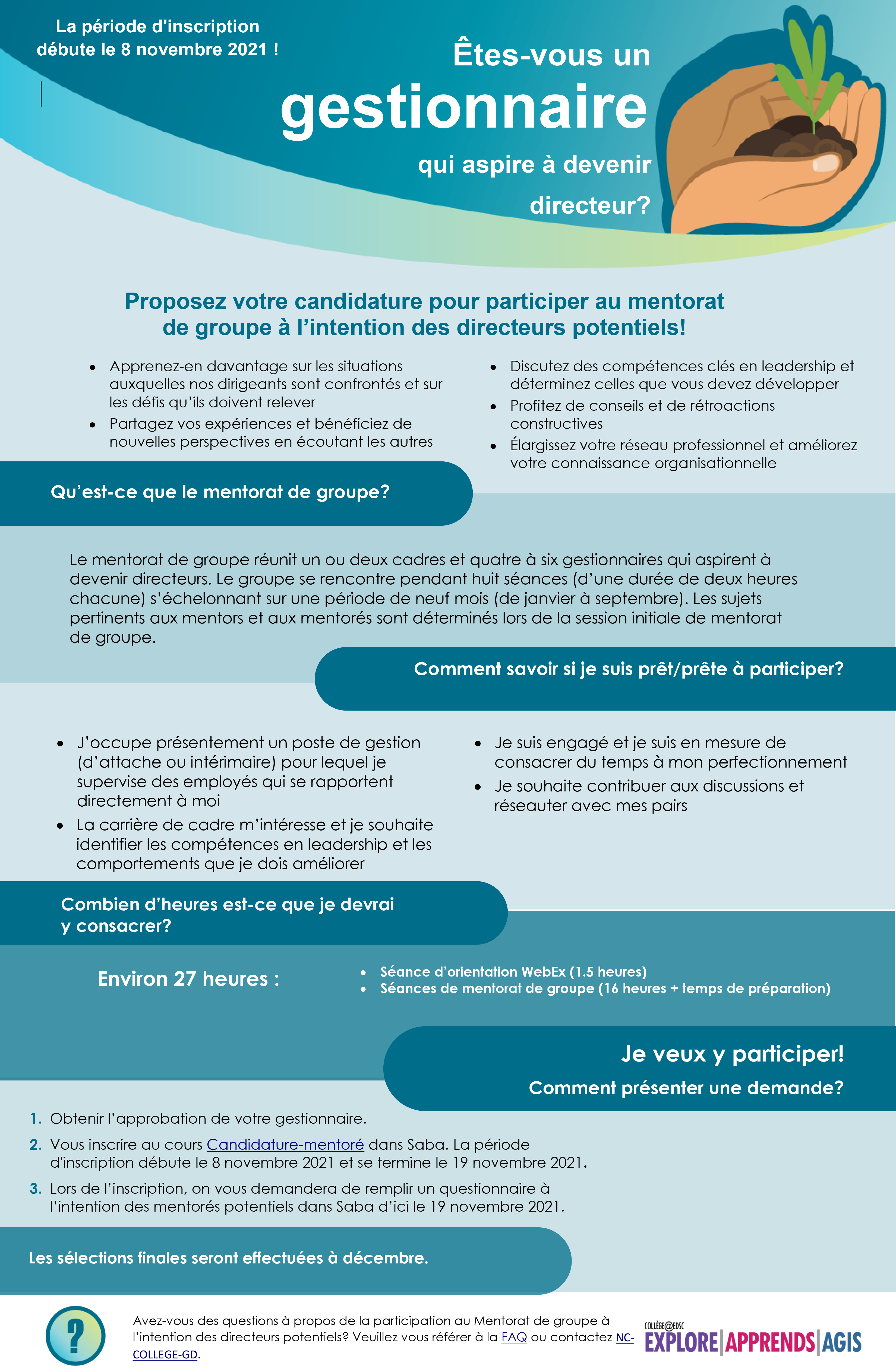 Programme de mentorat pour les directeurs potentiels.  longue description ci-dessous