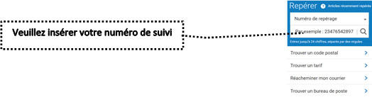 entée le numéro de suivi site Poste Canada