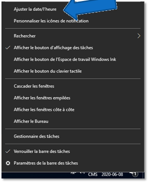 Cliquez sur Ajuster la date/l'heure