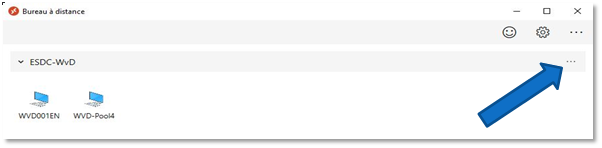 rafraîchir le bureau à distance en sélectionnant les 3 points (...)