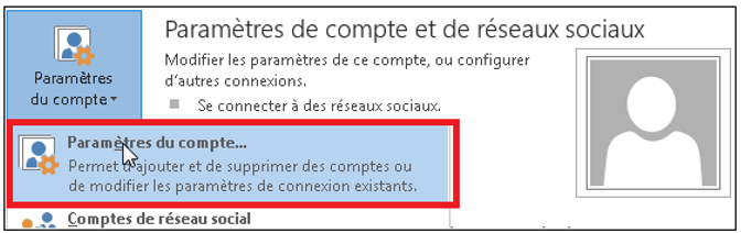 2.	Sous la section Informations sur le compte, sélectionnez Paramètres du compte et sélectionnez encore une fois du menu déroulant, Paramètres du compte