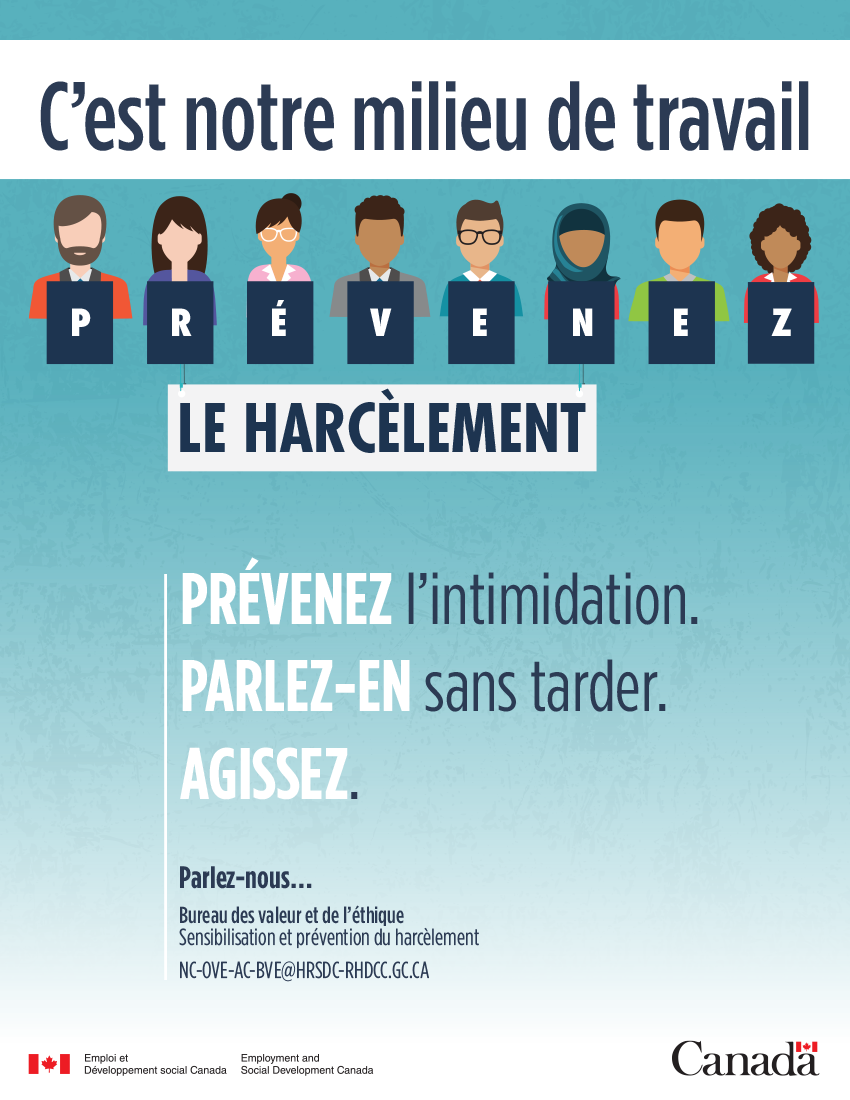 C'est notre milieu de travail - prévenez le harcèlement description longue ci-dessous