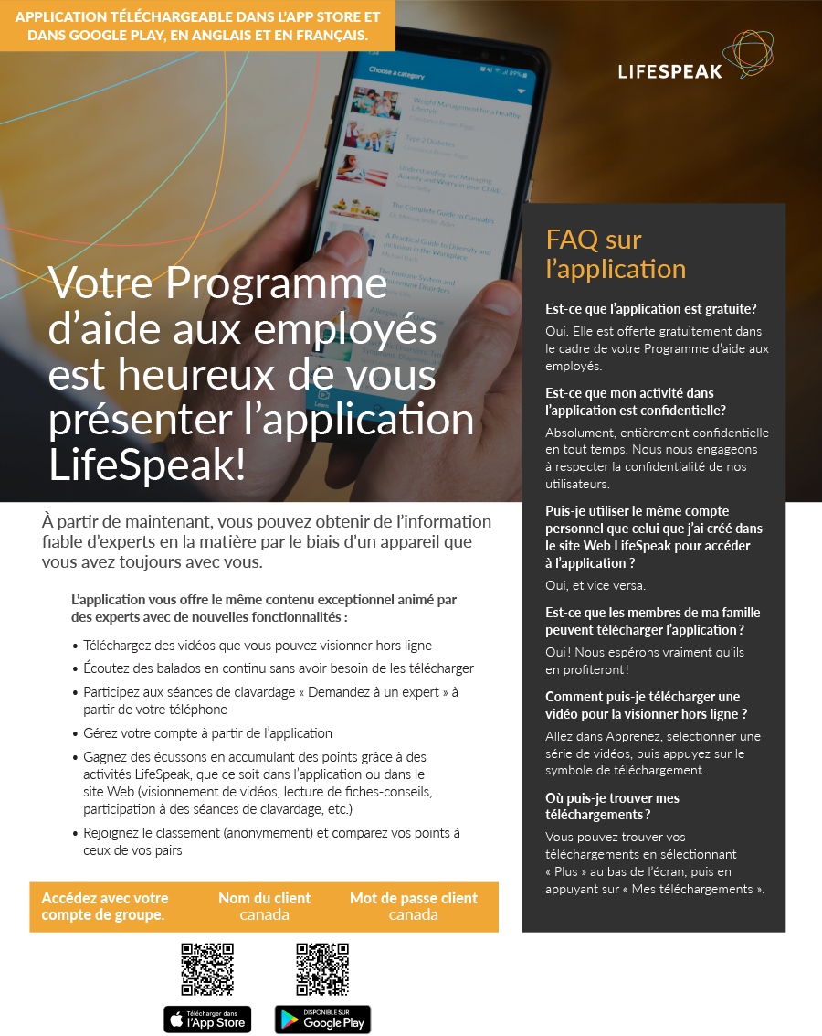 Application LifeSpeak – affiche 8.5 X 11