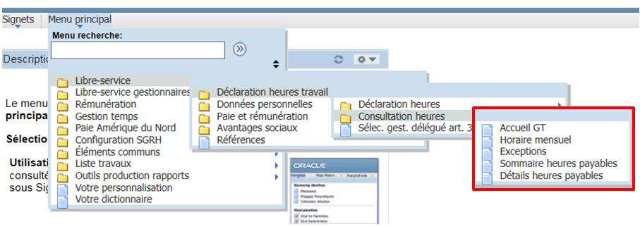 consultation des heures. Description suit l'image.