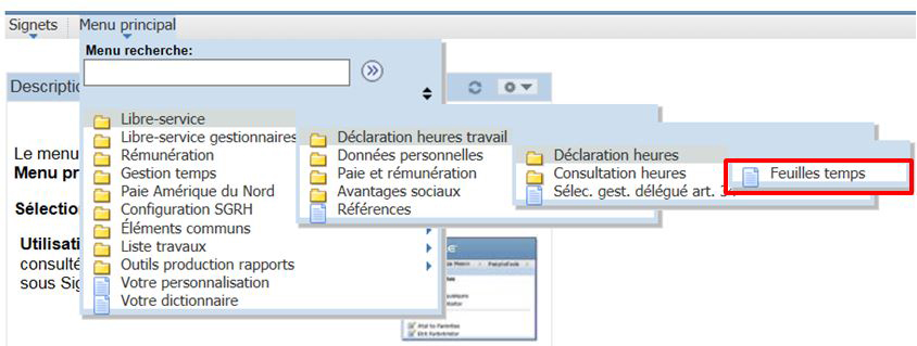 Feuille temps declaration heures. Description suit l'image.