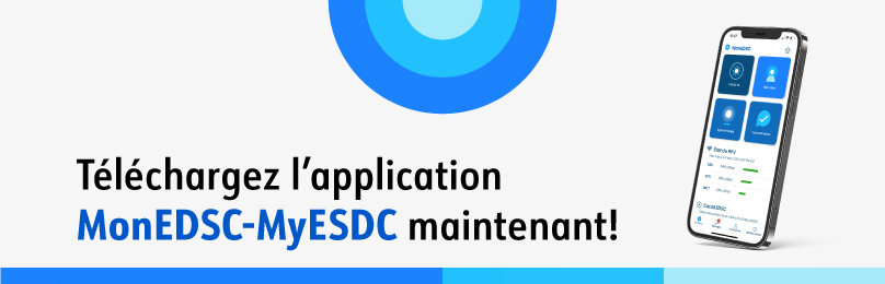 Un iPhone avec l'application MonEDSC-MyESDC affichée.