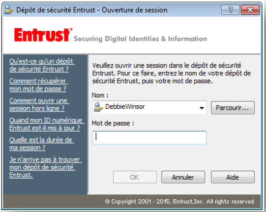 Entrust Secure Store Login.  Please log in to your Entrust security store.  To log in select or type your Entrust security store name and enter your password